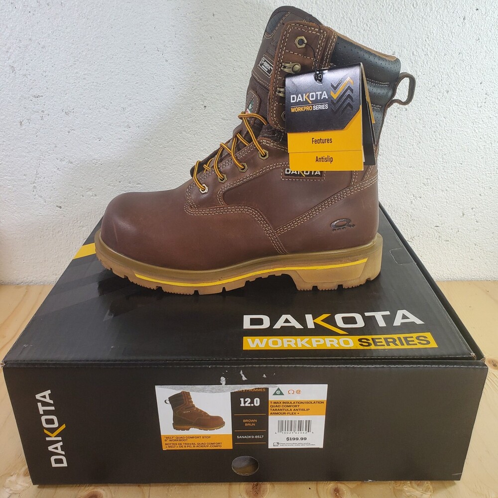 Dakota 8517 Quad Comfort 8" Work Boot STCP Mens 12 US Wide Brown 5ANADK9-8517